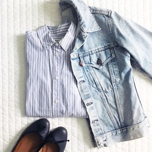 Madewell Mix-Stripe Button Down Tunic Shirt